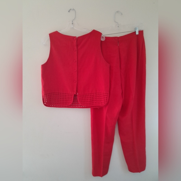 john Roberts Pants - Rare Vintage John Roberts  Co-Ord Set retro collector size 12 Petite Linen Blend